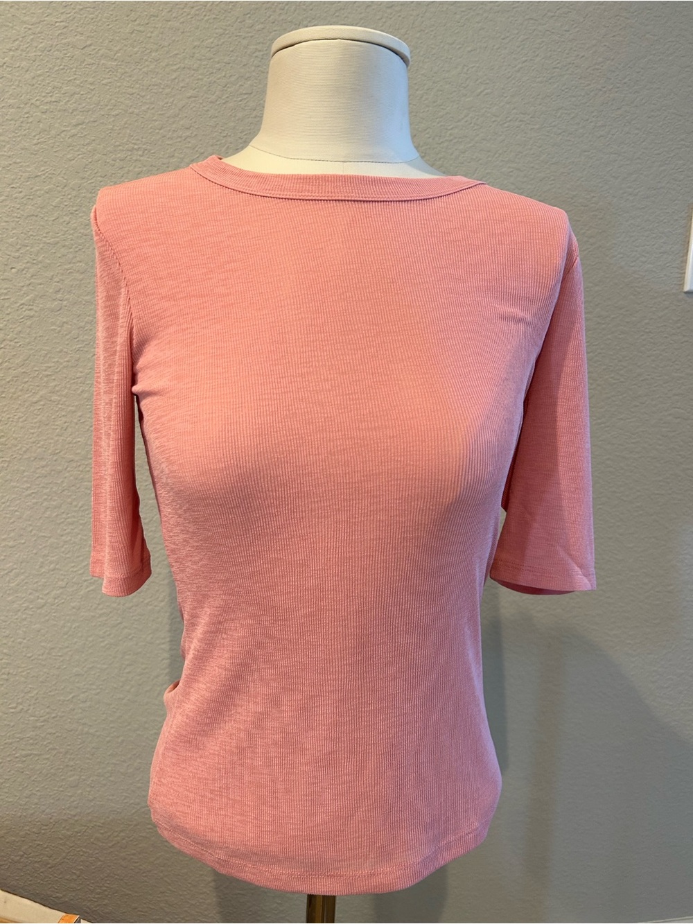 Veronica Beard Pink/Petal Short Sleeve Ribbed Tee